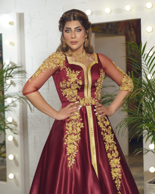 KB0143 Burgundy Bridal Caftan - Image 2