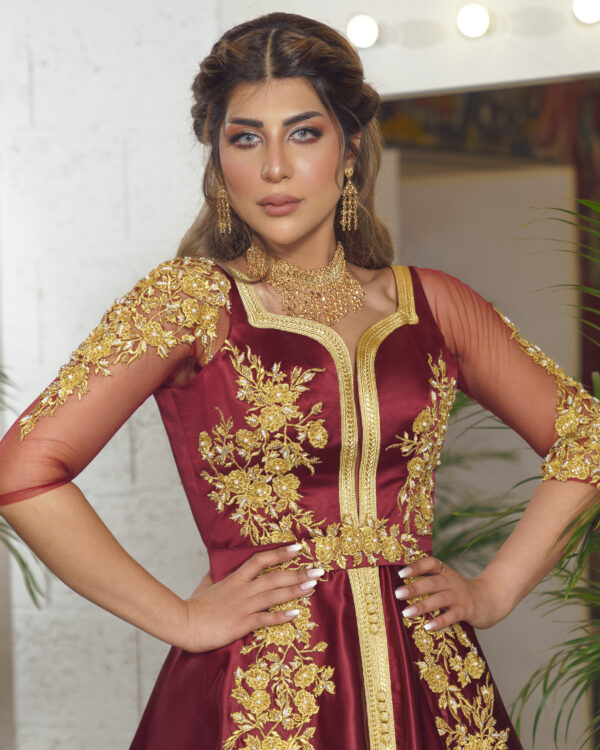 KB0143 Burgundy Bridal Caftan - Image 3