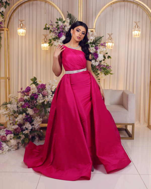 KJ0157 Fuchsia One Shoulder - Image 2