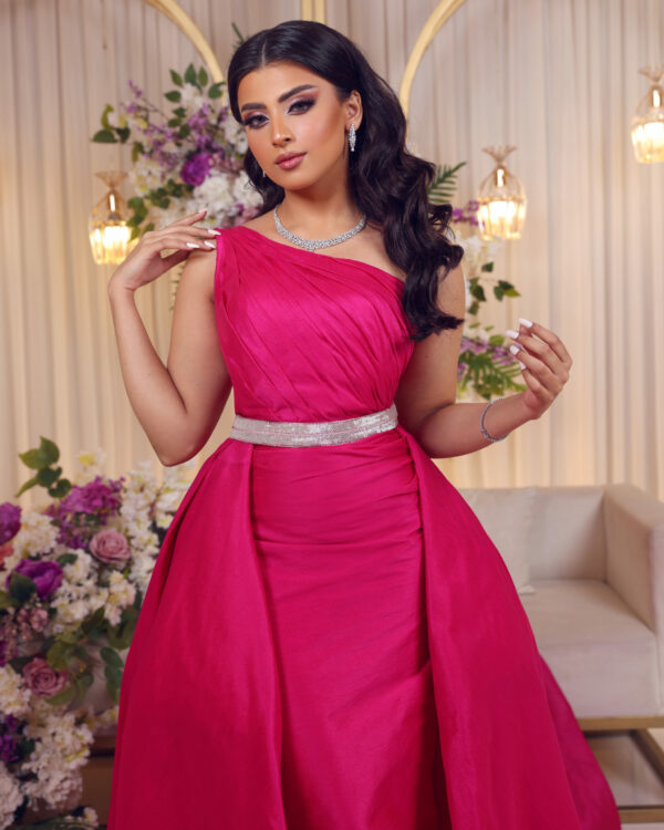 KJ0157 Fuchsia One Shoulder - Image 3