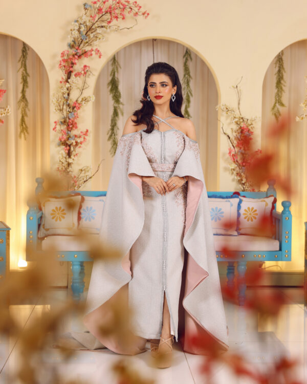 KB0173 Silver Moroccan Caftan - Image 4