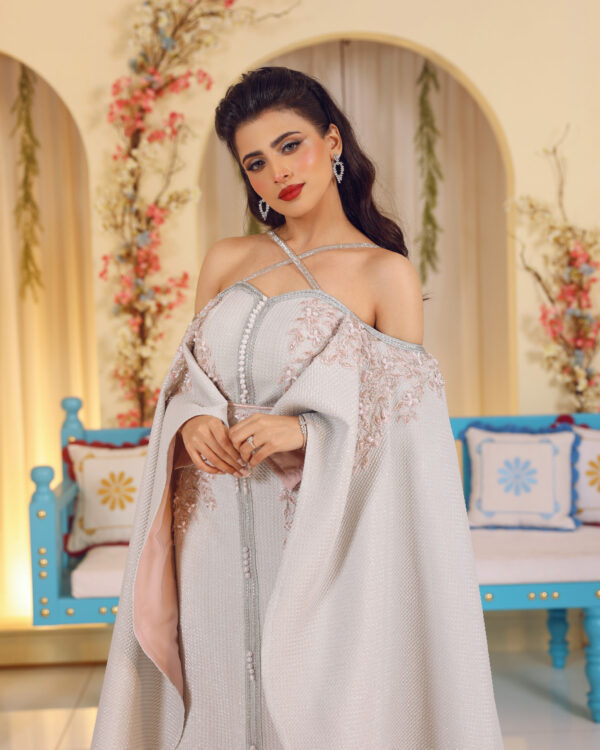 KB0173 Silver Moroccan Caftan - Image 2