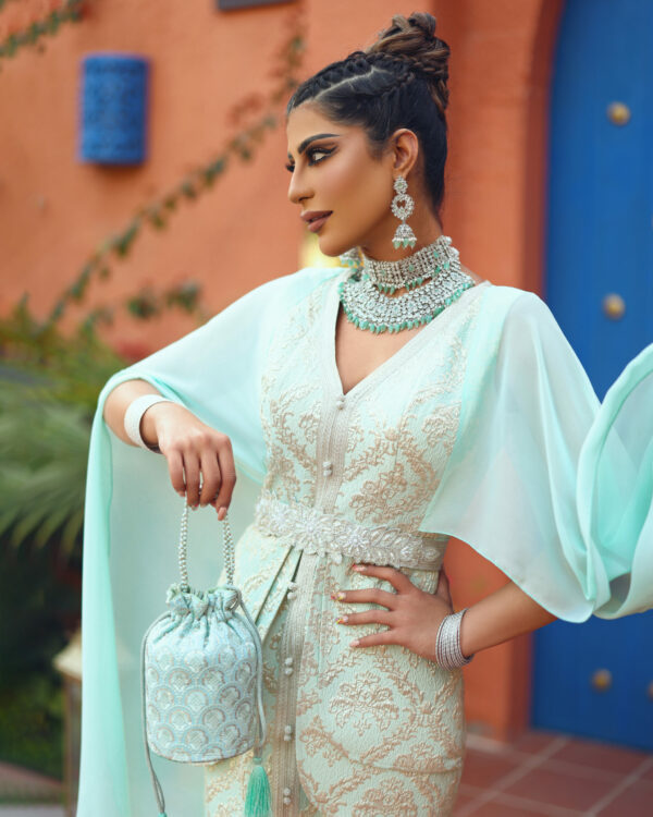 KJ0150 Turquoise Caftan - Image 3