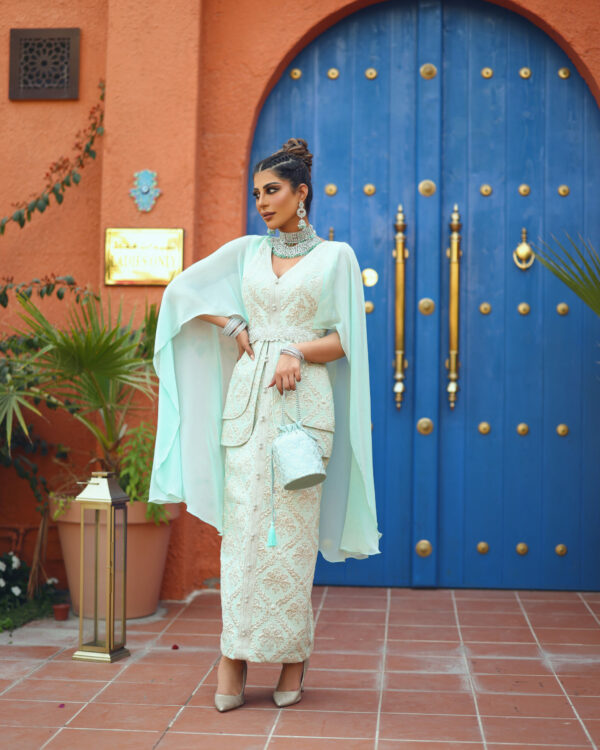 KJ0150 Turquoise Caftan - Image 2