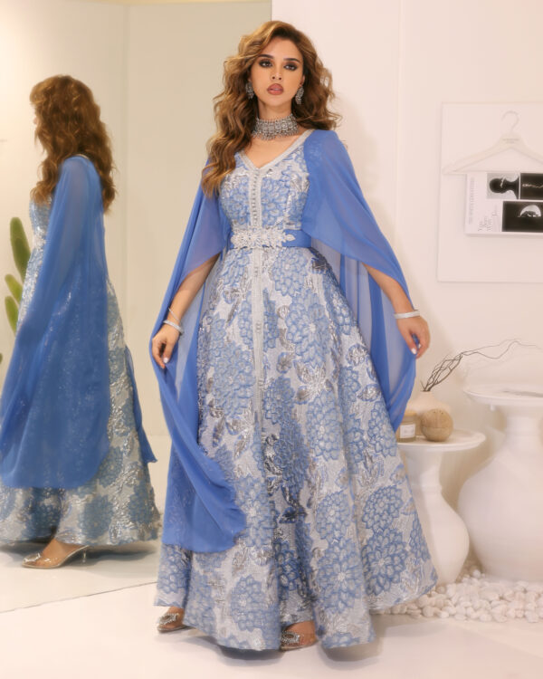 KJ0160 Blue Moroccan Dress