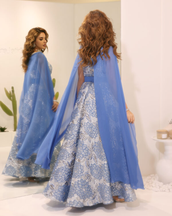 KJ0160 Blue Moroccan Dress - Image 3