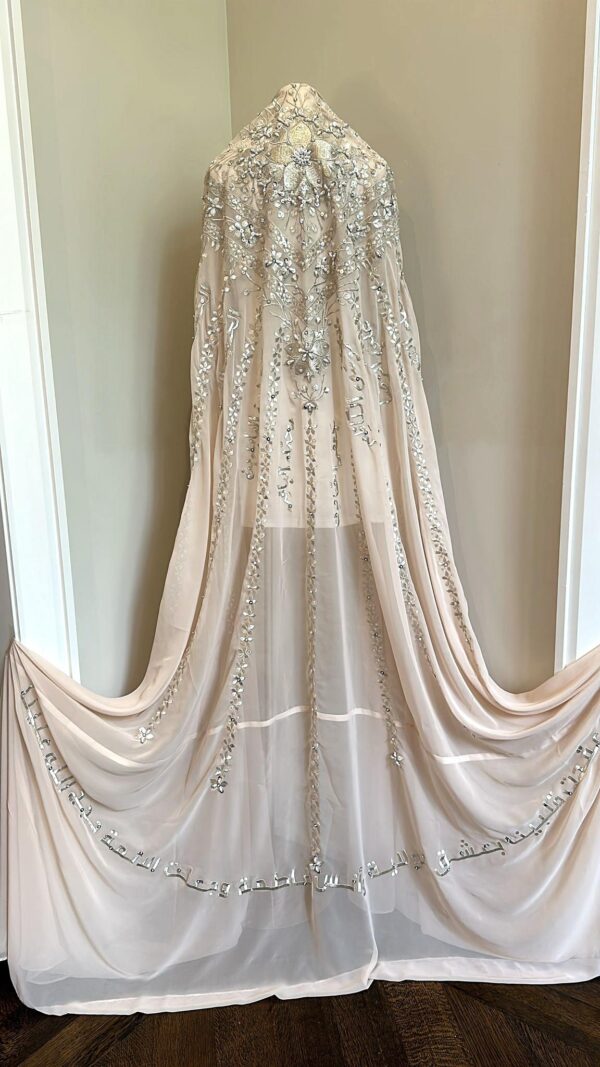 KM0014I Ivory Beige & Silver Embroidery