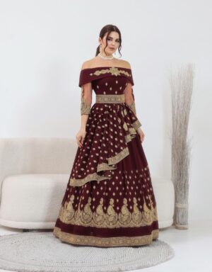 Burgundy Off Shoulder Dress (Advance payment 100 bd)