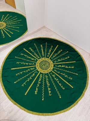 Round Green Mishmar & Gold Embroidery