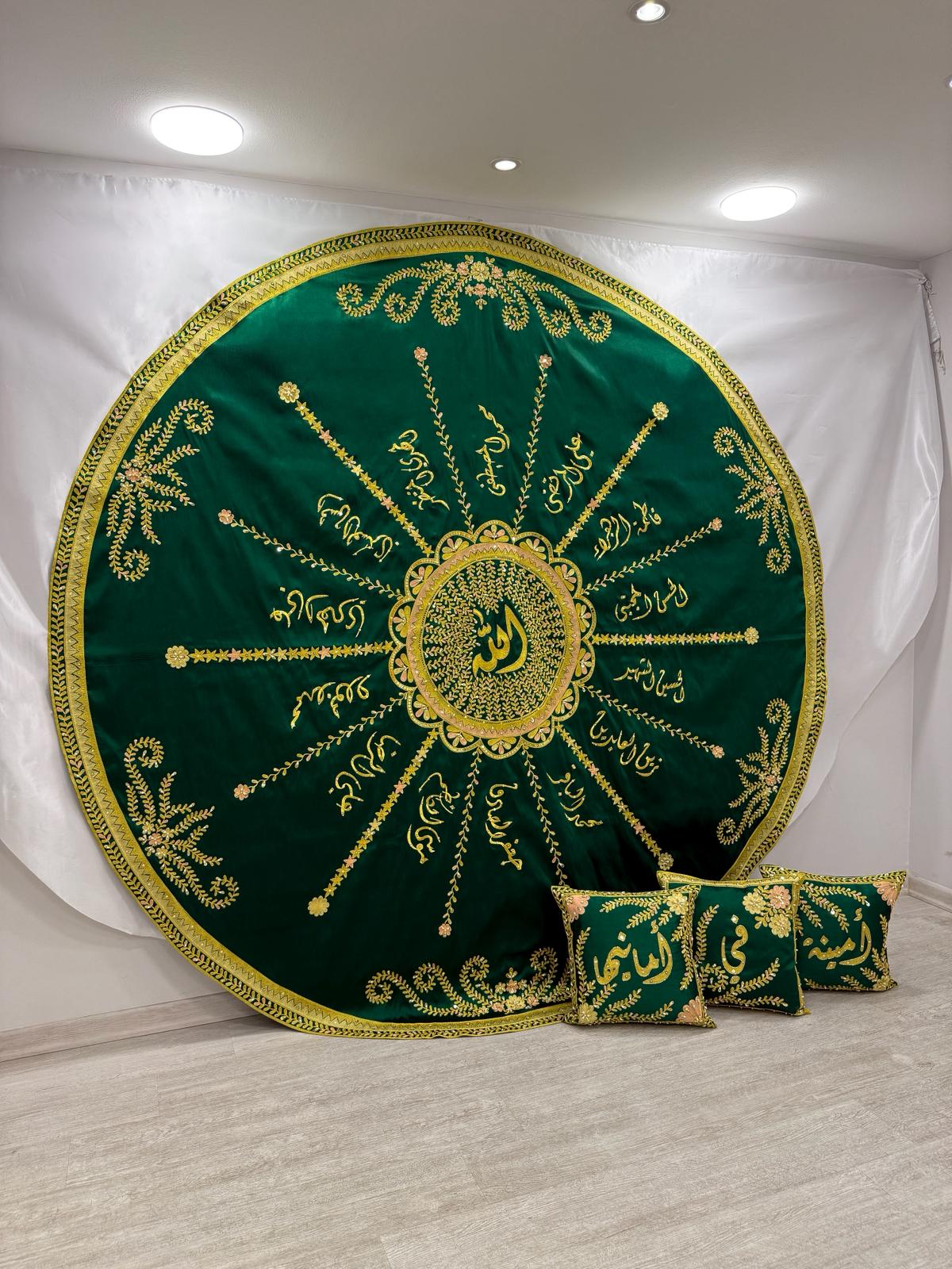 KM0025G Jilwa Round Khidra in Green + Pillows Set